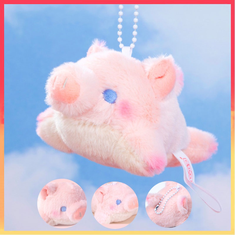 Liontin Boneka Gaya Hiu &amp; Babi 9cm Pink Mewah Untuk Tas Dan Dompet Gantungan Kunci Hadiah 9cm