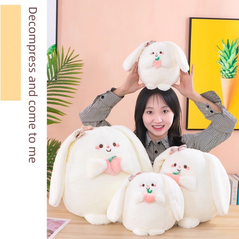 Fuzzy Bunny Peach Plushie Bantal Anak Perempuan Boneka Bantal Binatang Nyaman