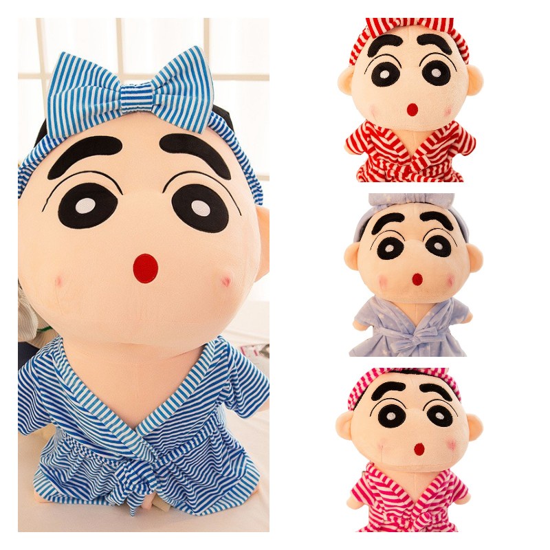 Bantal Boneka Binatang Crayon Shin-chan Adorable Dengan Gaya Garis-Garis Dan Starry