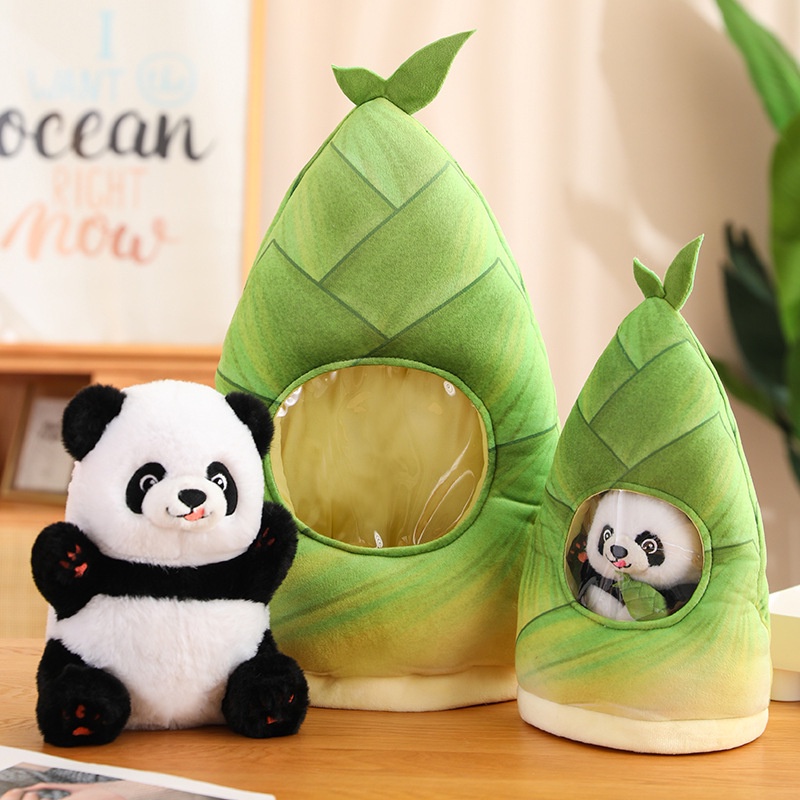 Plush Panda Lembut Dan Cuddly Dengan Dua Mainan Menggemaskan Pucuk Bambu Dan Panda