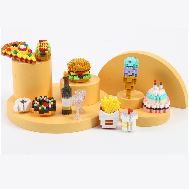 Fries burger Fast Food building block DIY Puzzle Mainan Perakitan Pendidikan