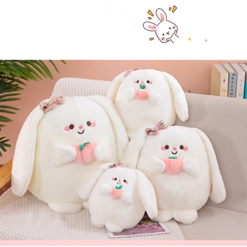 Fuzzy Bunny Peach Plushie Bantal Anak Perempuan Boneka Bantal Binatang Nyaman