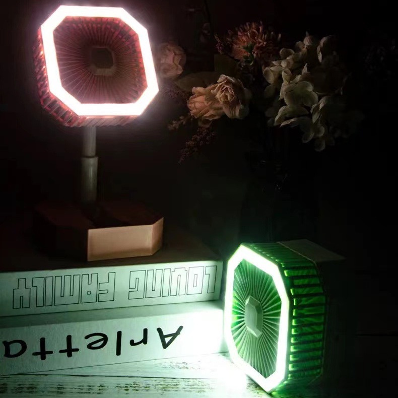 Kipas Lampu Meja Kipas Lipat Yang Dapat Ditarik USB Rechargeable Desktop Fan Portable Storage Fan Foldable Telescopic Desk Fan Lighting Fan