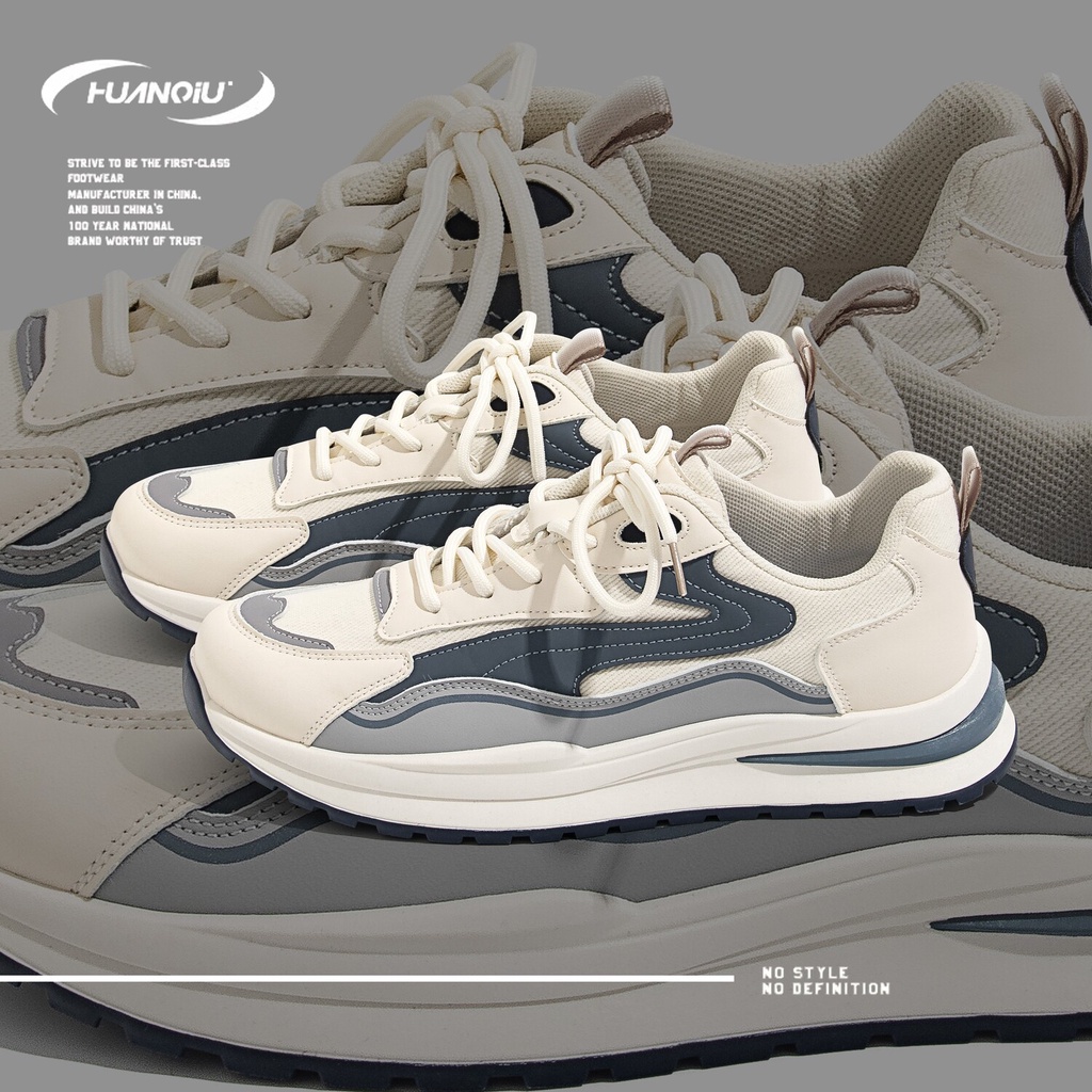 Sepatu snekers pria olahraga HUANQIU Global Dad Shoes Men's Shoes Autumn and Winter New Forrest Gump