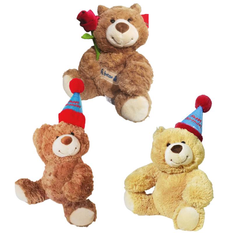 28 cm Lucu Ulang Tahun Teddy Bear Boneka Mewah Beruang Bunga Boneka Mainan Anak Kids Gift 28 cm