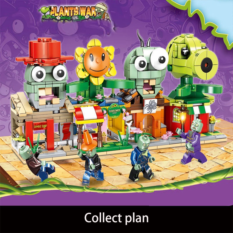 Plants Vs Zombies Puzzle Blok Bangunan Partikel Mainan Set Anak Teman Hadiah