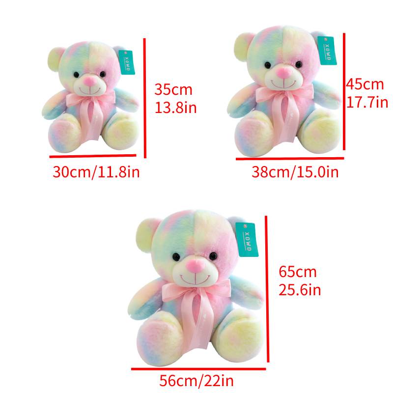 65cm Rainbow Bear Mainan Mewah Boneka Teddy Boneka Warna-Warni Hadiah Ulang Tahun Anak Perempuan