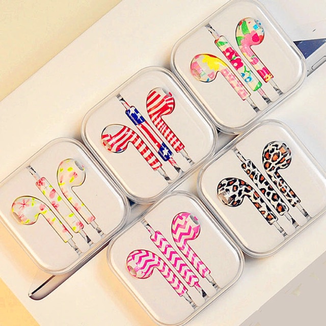 Earphone Universal Motif Warna-Warni 3.5mm In-Ear Headphone Stereo Kabel Dengan Mic Headphone Universal