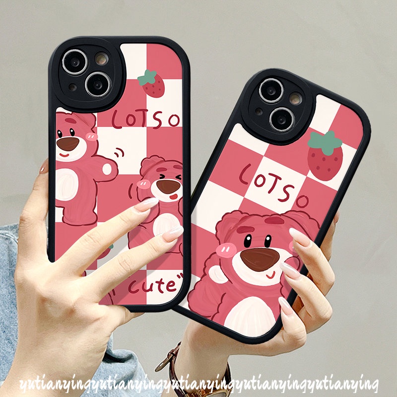 Lovely Strawberry Bear Case Untuk Redmi Note9 8 11 10s 11s 9Pro 9s 11 Pro+8 10Pro 10 Untuk Redmi A1 9T 12C 10A 10C 9 10 9C 9A POCO M3 F4 X3 NFC Pro Mi 12 11T Kartun Sarung Lembut Manyo