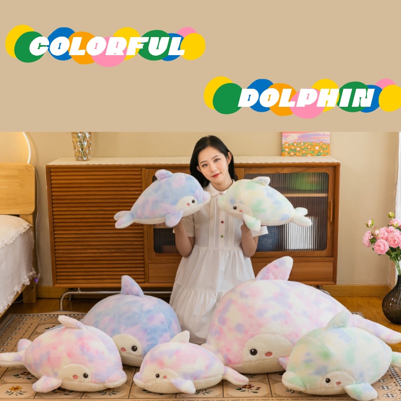 Mainan Plush Dolphin Warna-Warni, Cocok Untuk Diberikan Hadiah, 65cm