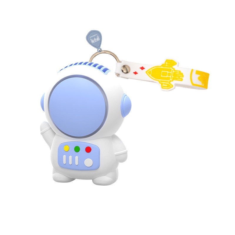 Astronot Ada Daun Kipas Gantungan Kunci Kipas Kartun Astronomi Kipas Garis Samping Portable Mini USB Charging Hand -Holding Leafless Fan