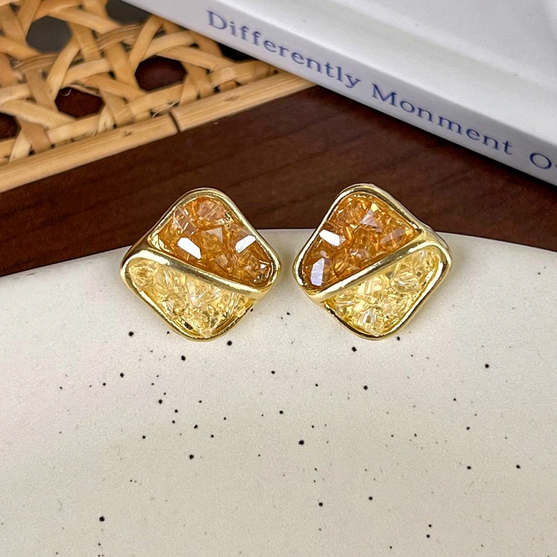 Xiaoboacc Anting Tusuk Love Persegi Jarum Silver925 Warna Gradasi Untuk Wanita