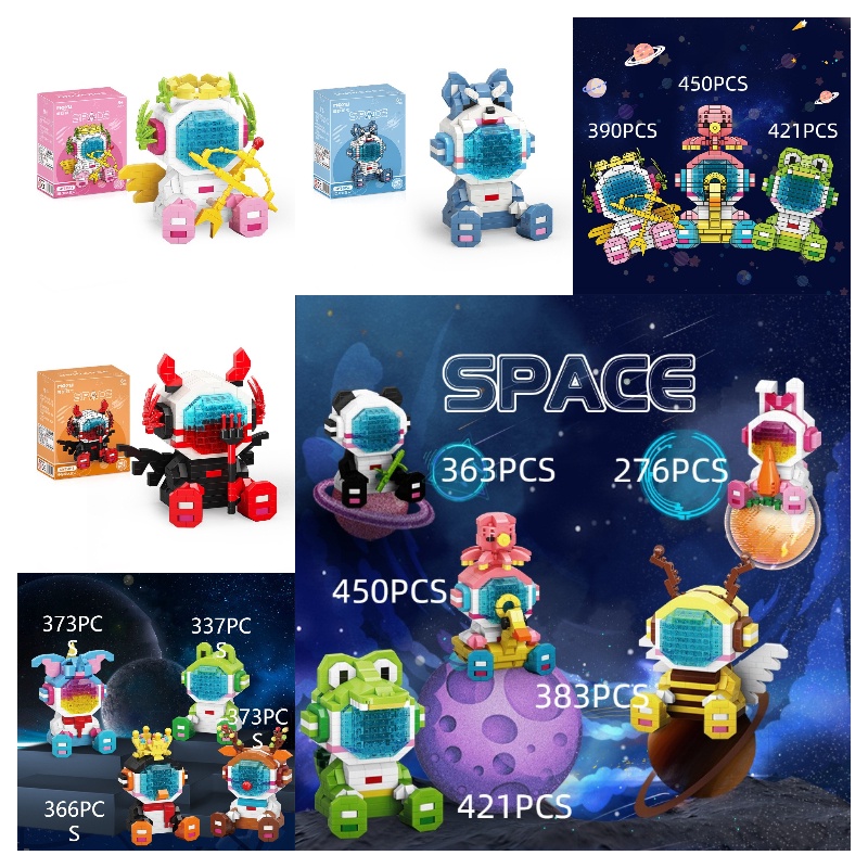 Magic Zone Animal Space Man Astronot Anak Susun Mainan Blok Bangunan