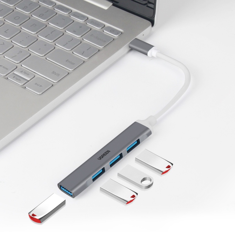Ugreen Tipe C 4port USB 3.0 HUB OTG Untuk Laptop Aksesoris Komputer Tipe C 4in1 Multi Splitter Adapter