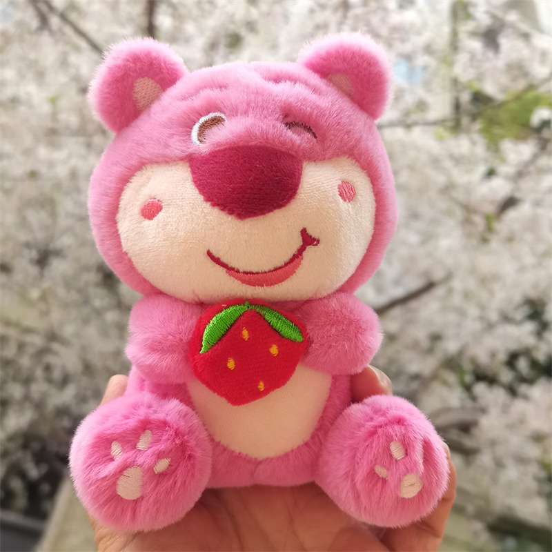 Gantungan Kunci Strawberry Bear Mewah Pendek Menggemaskan Untuk Dan Ransel