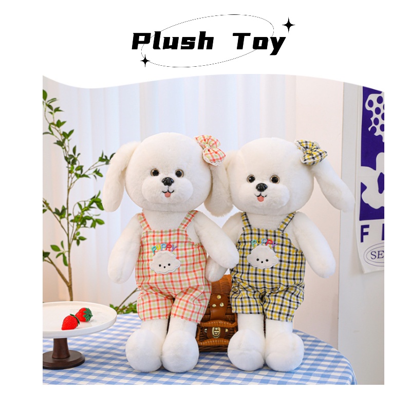 Boneka Bear Grabber Mainan Plush Anjing Tali Motif Kotak-Kotak Lucu Untuk Anak Dan Dewasa