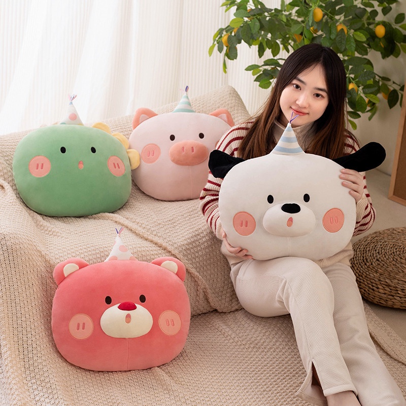 Bantal Pesta Cozy Dan Fluffy Plush Doll Pink Pig, Dinosaurus Hijau, Anjing Putih, Dan Beruang Merah 45cm