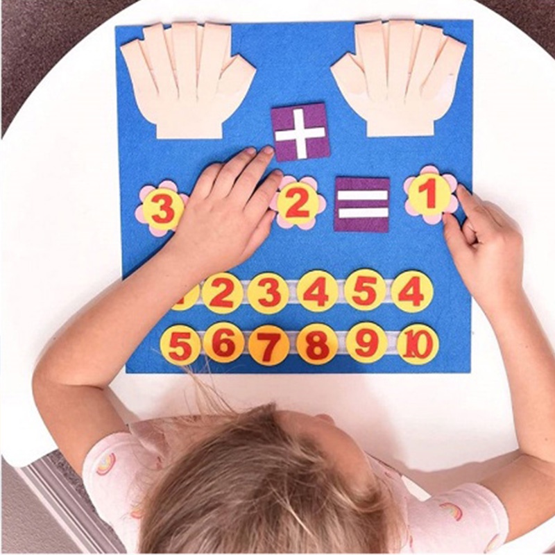 Mainan Kartun Anak Felt Papan Belajar Puzzle Mengajar Dini Jari Berhitung