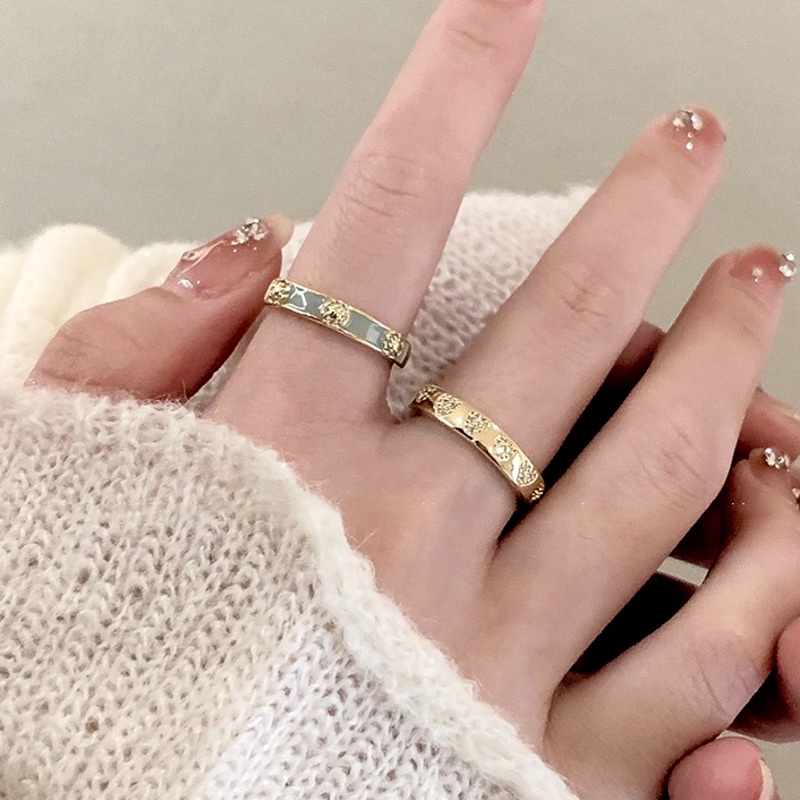 Zirkon Cinta Cincin Fashion Kepribadian Indah Aksesoris Pasangan