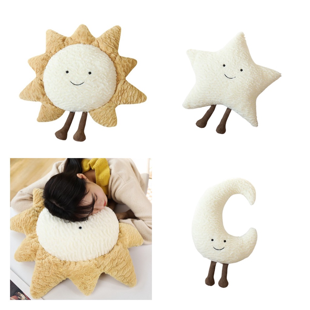 Plushie Bentuk Matahari, Bulan, Dan Bintang Cosy Dan Lucu Untuk Anak Muda Dewasa