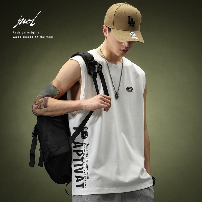 KAOS COTTON PRIA American Cotton Sleeveless Tank T-shirt Top Men's Summer Loose Fashion Brand INS Sa