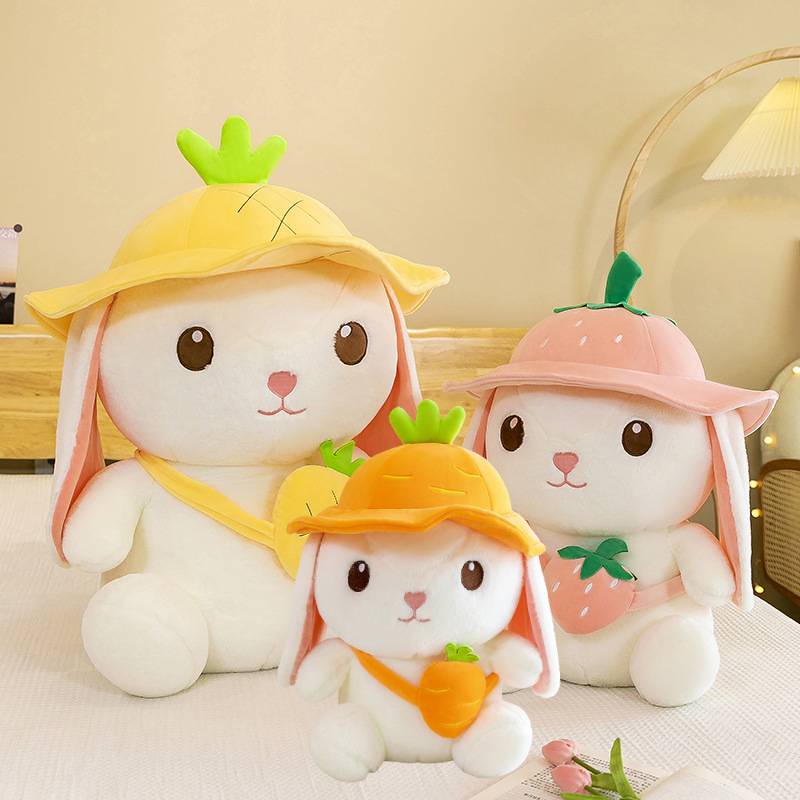 Mainan Plush Kelinci Kelinci Buah Musim Panas Dengan Telinga Panjang Dan Wortel