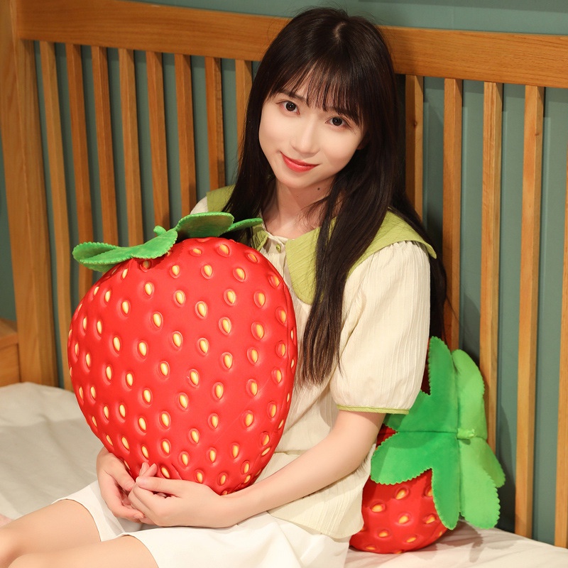 Bantal Buah Strawberry Mewah Pendek Untuk Dekorasi Kamar Anak Perempuan