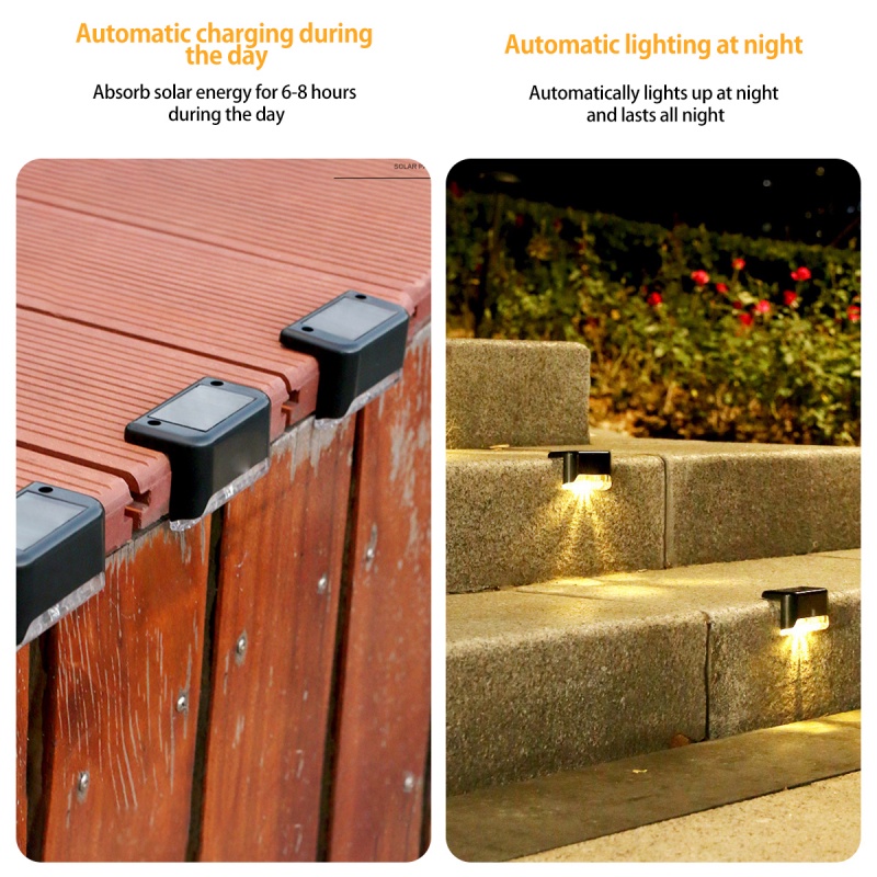 4pcs solar Lampu LED Outdoor Lampu Taman IP65 Waterproof solar Step Deck Light Lamp Sunlight Dekorasi Halaman Lampu Taman Tenaga Surya