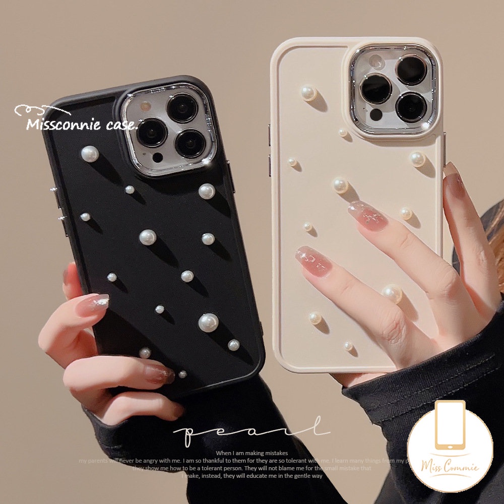 IPHONE 3d Mutiara Romantis Langit Berbintang Electroplate Case Kompatibel Untuk Iphone11 Pro MAX 7plus 8plus 14 7 8 Plus XR 14 12 13 Pro MAX X XS MAX Plating Shockproof Simple Soft TPU Back Case