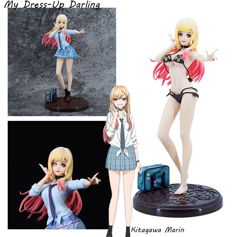 Marin Stunning Kitagawa PVC Figure Model Dalam Baju Renang Sekolah Dan Seragam