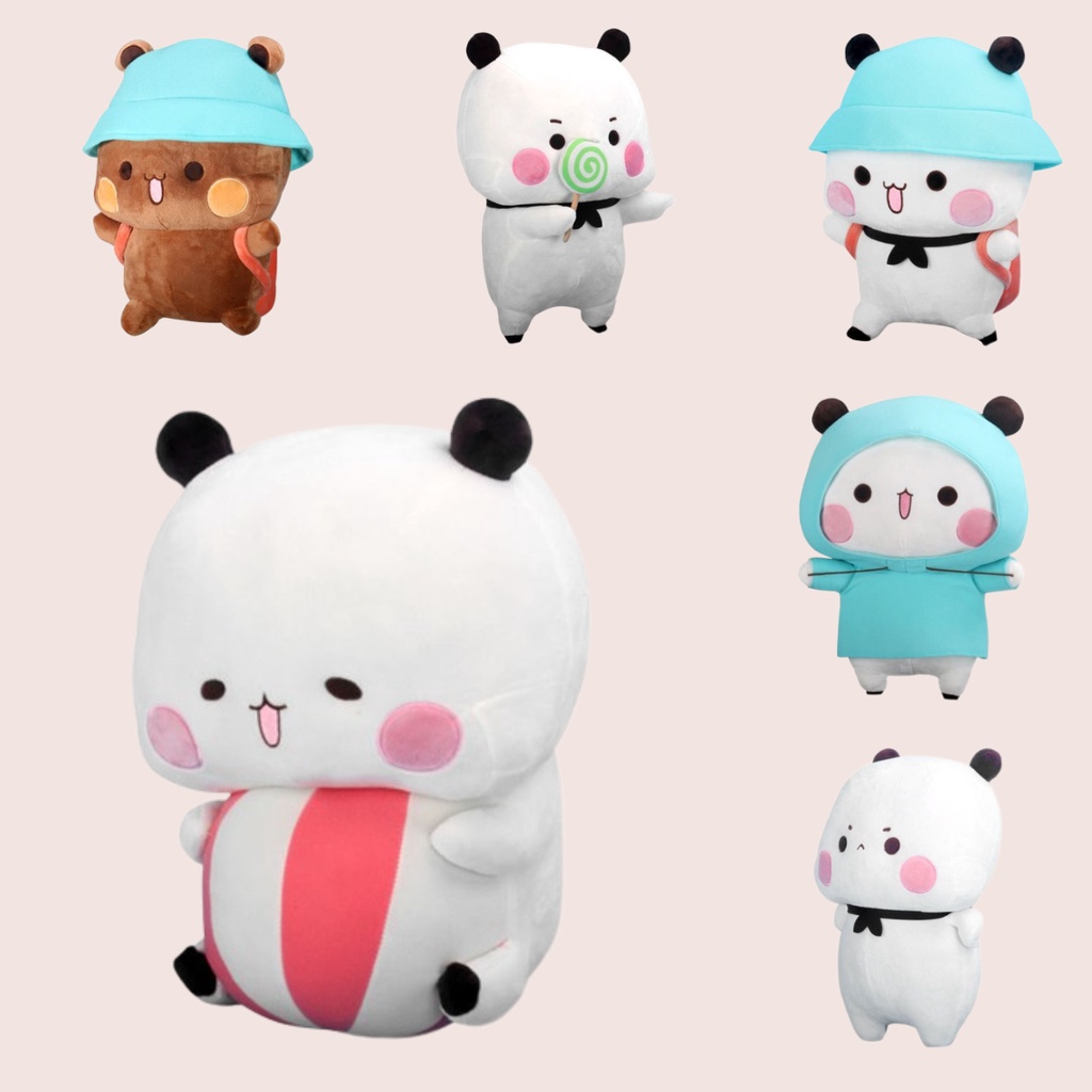 Furry Panda Plushie Dengan Isian Bahan Katun Pp Cocok Untuk Dekorasi Rumah Atau Hiasan Mobil