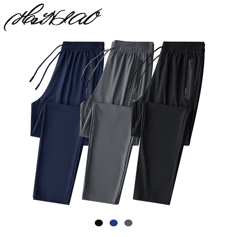 Pakaian Olahraga Pria Best Seller Ice Silk Pants Man's Summer Thin Men's Casual Pants Ice Cool Loose