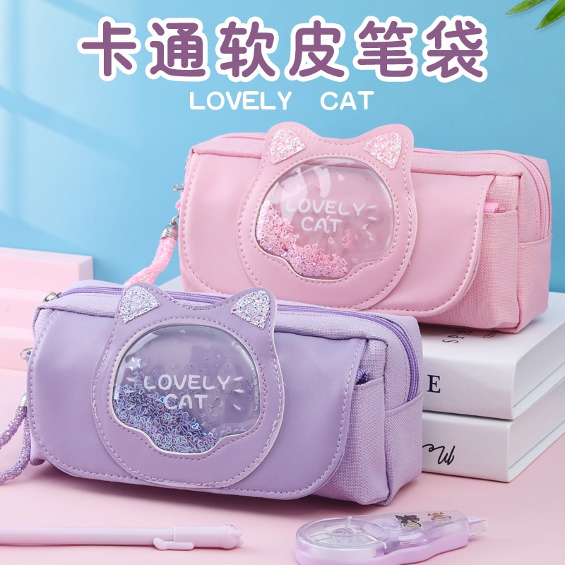 

Kotak Pensil Best Seller Import Versi baru murid Korea Kapasitas Besar Rabbit Stationery Store Box Pencil Creative Cute Canvas Drifting Sand Pencil Import
