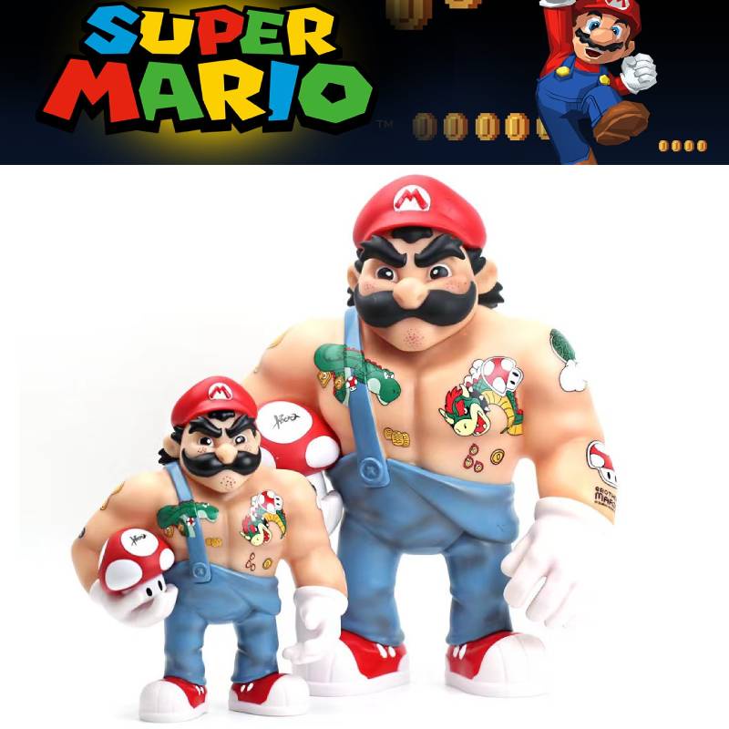 Muscle Mario Figure Mainan Ornamen Boneka Game Kipas Koleksi Dekorasi Anak Anak Hadiah