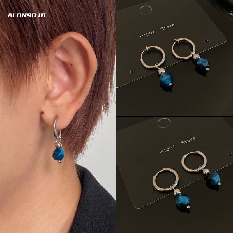 Anting Biru Aksesoris Fashion Kepribadian Sederhana