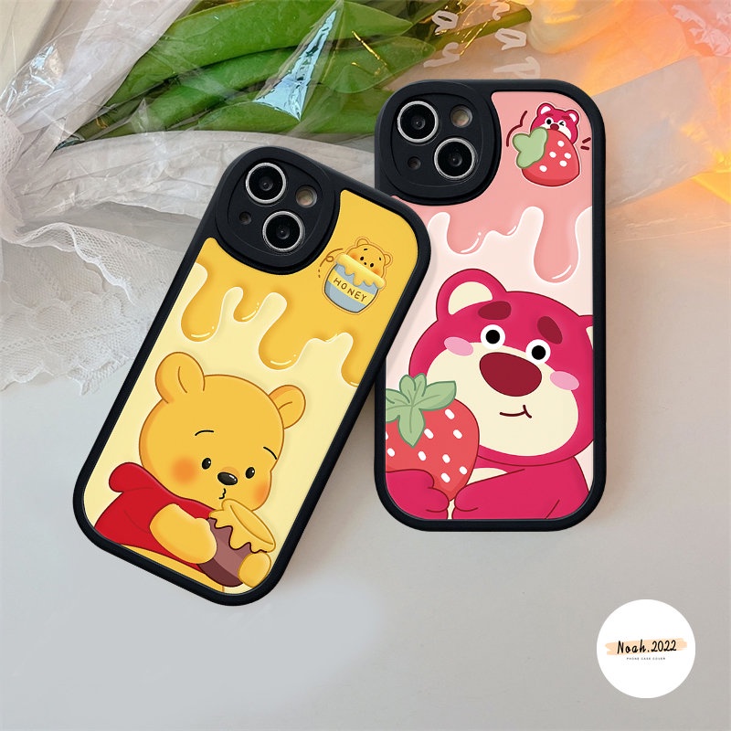 Casing Manyo Beruang Strawberry Untuk Realme C53 C31 C55 C21 GT C2 C35 C12 C30 C3 C20 C15 C25s C25Y C20A C21Y C11 C17 6s 8 5i 8Pro 5 5 6i 7i 10 9i 6 8i Lovely Winnie The Pooh Sarung Couple