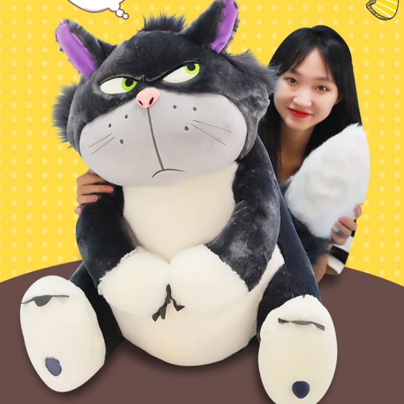 Lucife Cat Grey Mainan Boneka Binatang Plush Lembut Ideal Untuk Remaja 30 /45 /60 /80cm Kipas Dan