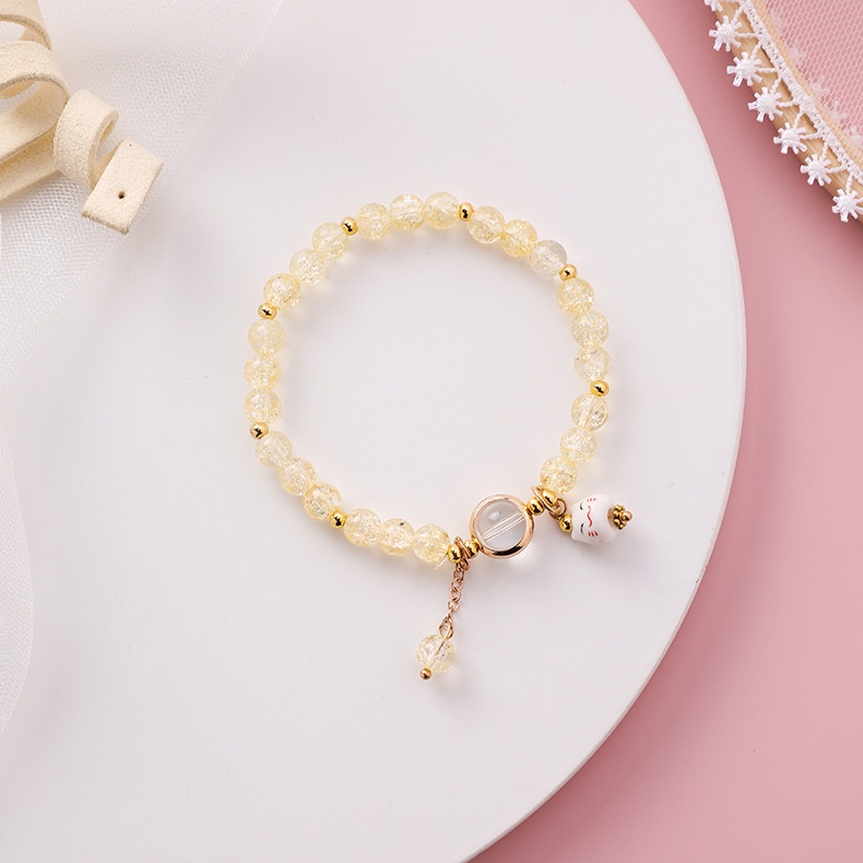 Xiaoboacc Gelang Kristal Popcorn Kartun Kucing Fashion Korea Untuk Wanita