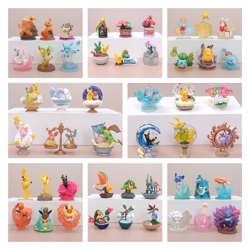 Set Figur Pvc Seri Pokemon Elf Warna Warni Di Box Pajangan, Bagus Untuk Kolektor