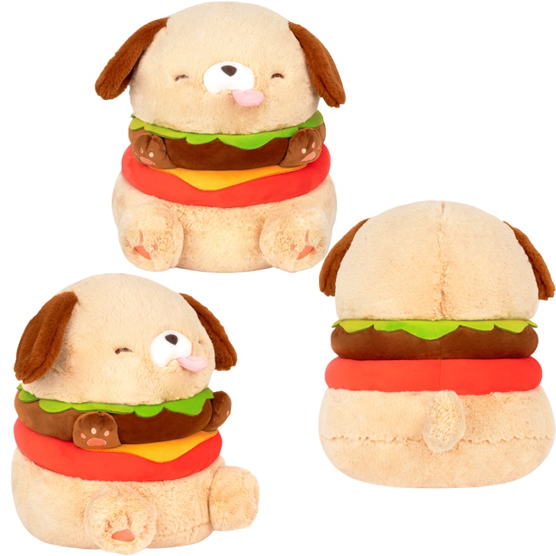 Duo Ai's Hanburger Dog Plushie Lembut Dan Tahan Lama Bagus Untuk Penghilang Stress Dan Peluk Da345