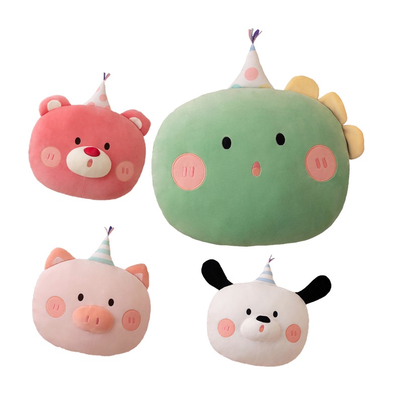 Bantal Pesta Cozy Dan Fluffy Plush Doll Pink Pig, Dinosaurus Hijau, Anjing Putih, Dan Beruang Merah 45cm