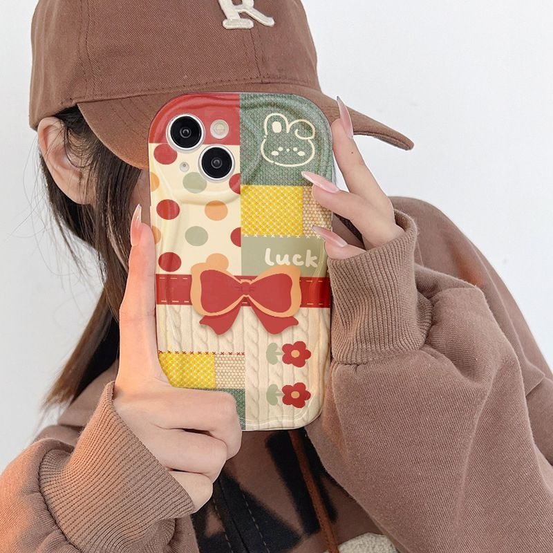 IPHONE Casing Ponsel Desain Mangkuk Kotak Putih Motif Cream Bunny Smiley Kompatibel Dengan Iphone12 13 14 11 Pro Max X Xs Max Xr Qqzx