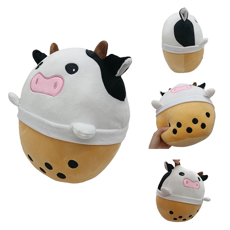 Combo Plushie Milk Tea Cow Fungsional Dan Mutiara Dan Cushion