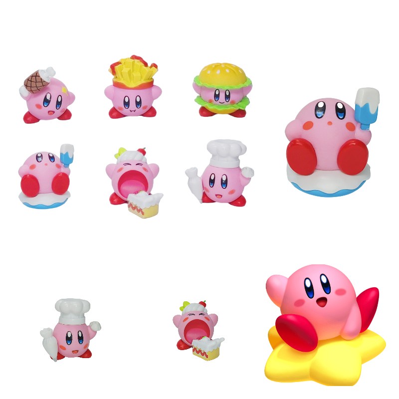 Kirby French Fries Burger Cake Series Pvc Handmade Koleksi Set Isi 6pcs Patung Menggemaskan Untuk Fans