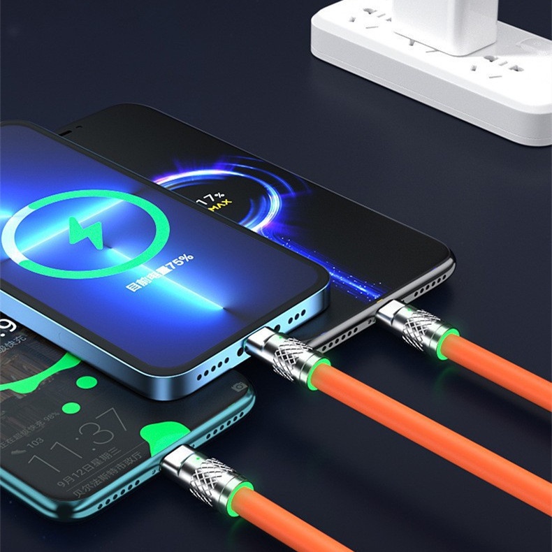 Kabel Data 3in1 120W 6A Super Fast Charging Dengan Lampu Indikator Soft LED