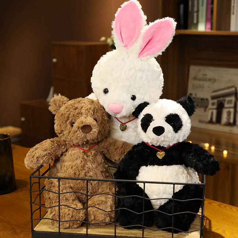 Maskot Kelinci Dan Panda Berbulu Panjang Enak Untuk Dekorasi Kamar Anak
