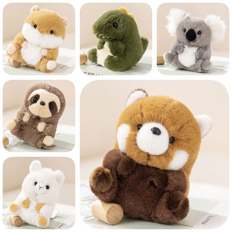 Plushies Bentuk Hewan Panda, Koala, Sloth, Hamster, Alpaka, Dinosaurus, Terbuat Dari Kain Plush Pendek Dan Isi Katun Pp, Bagus Untuk Dekorasi Kamar Anak