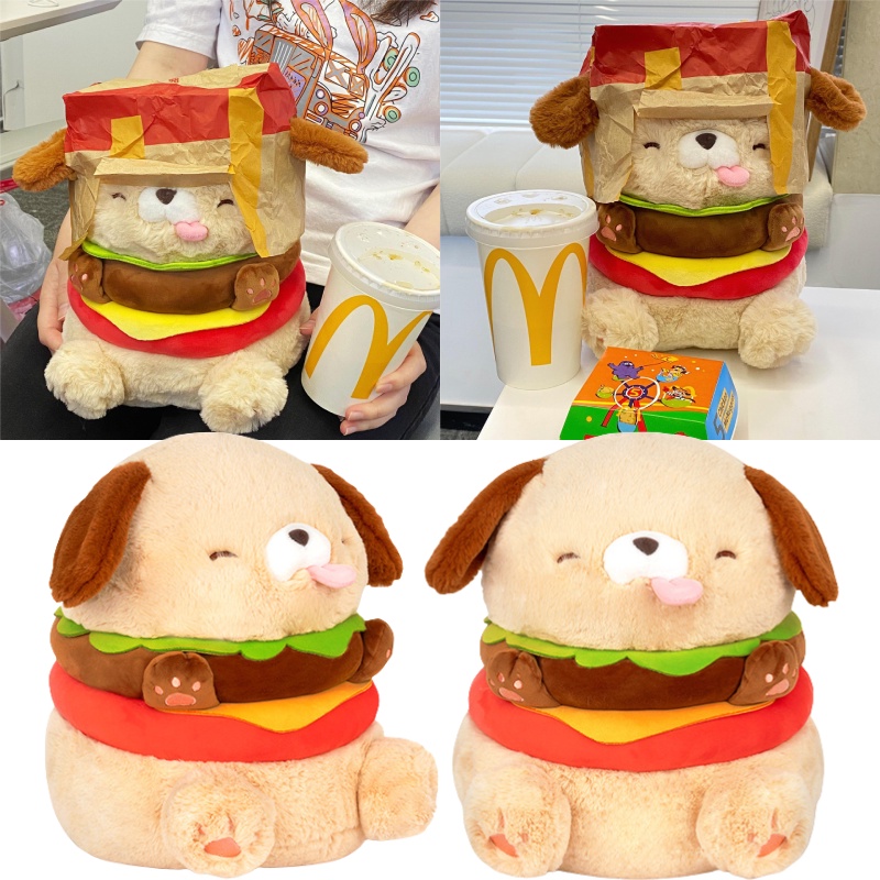 Duo Ai's Hanburger Dog Plushie Lembut Dan Tahan Lama Bagus Untuk Penghilang Stress Dan Peluk Da345