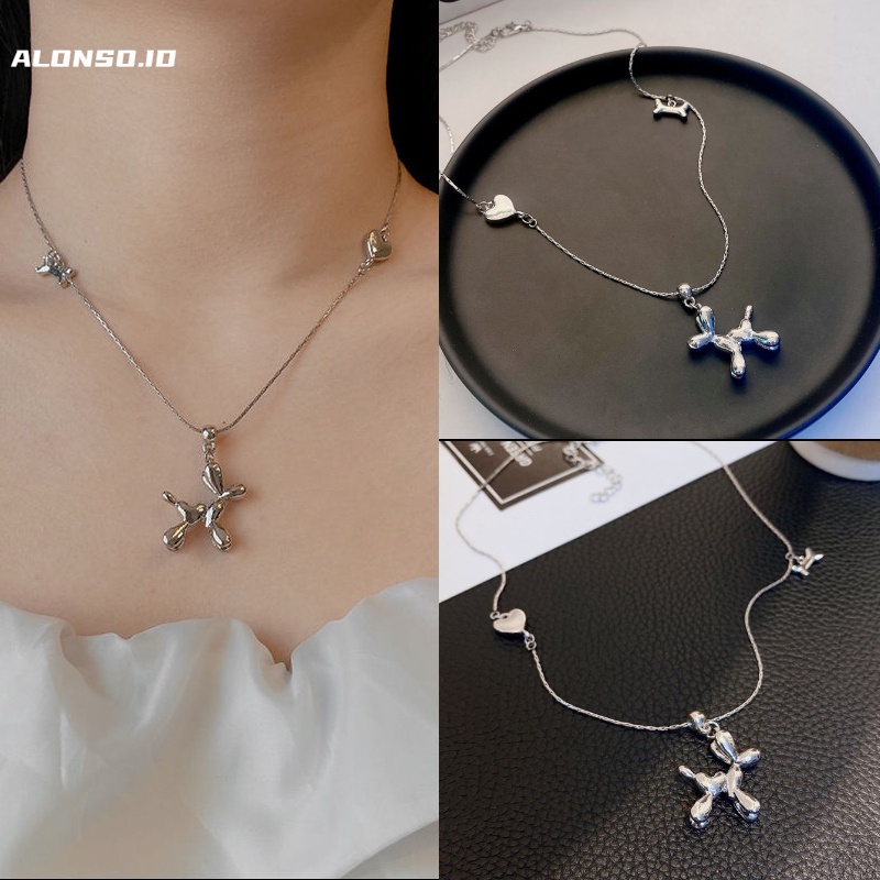 Aksesoris Kalung Couple Love Balon Anjing Rantai Tulang Selangka Fashion Korea Cahaya Mewah