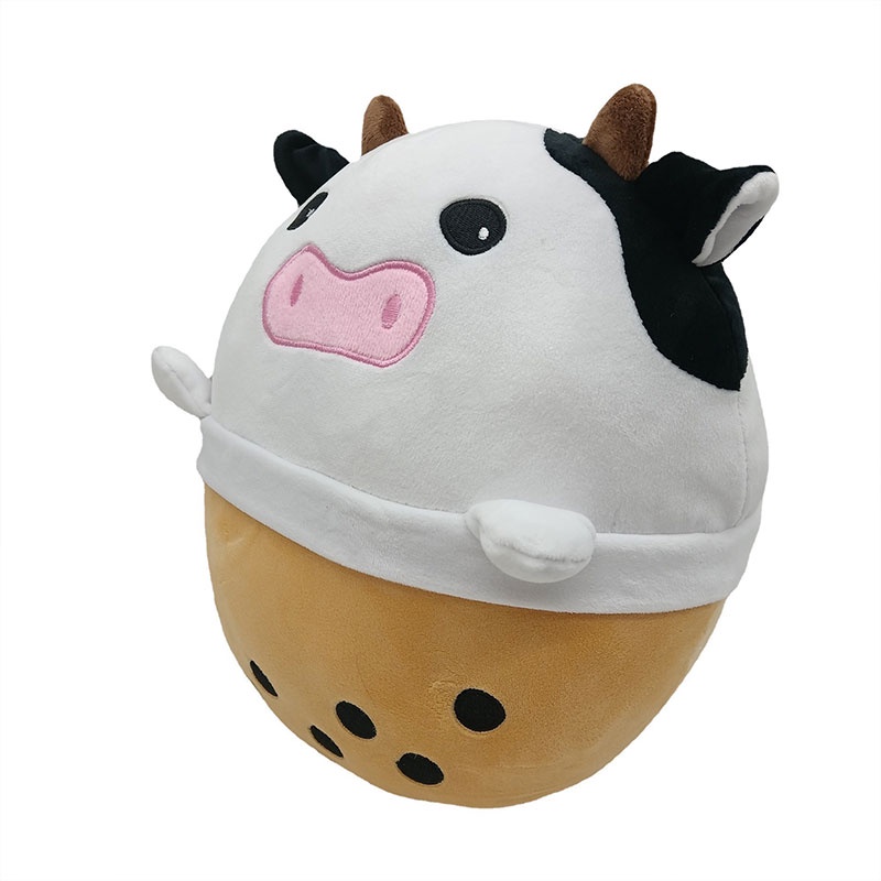 Combo Plushie Milk Tea Cow Fungsional Dan Mutiara Dan Cushion